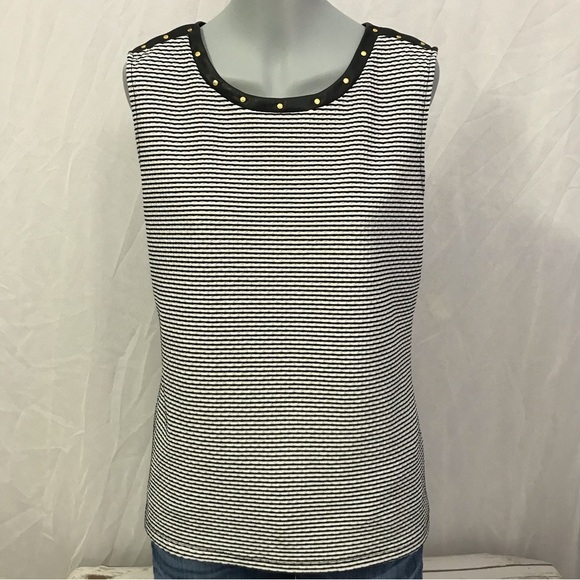 Calvin Klein Black White Sleeveless Top Blouse size medium shirt office wear - Picture 3 of 12